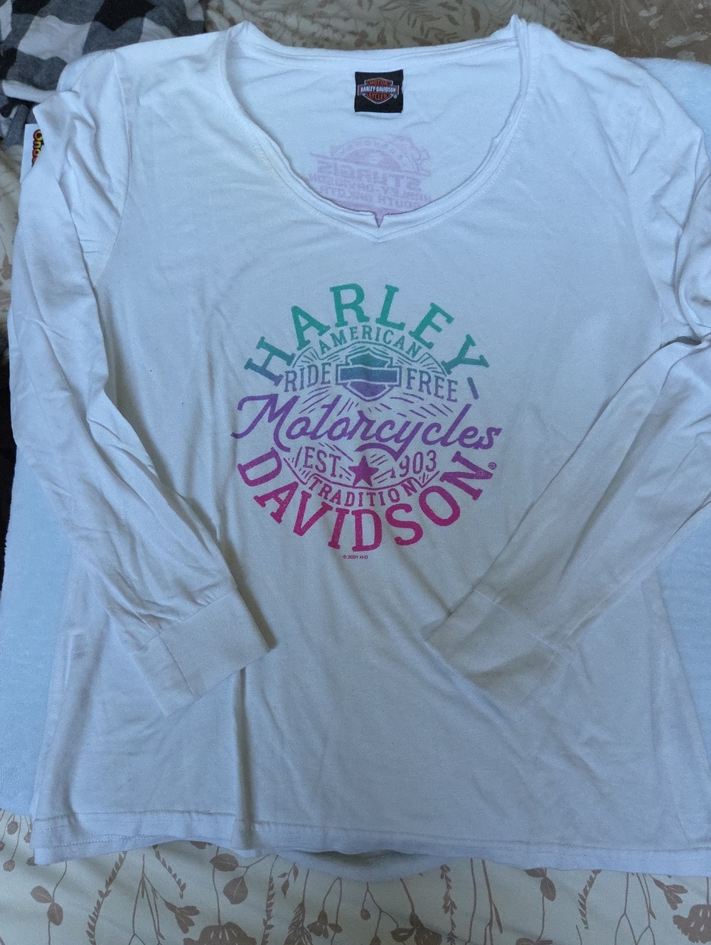 Harley-Davidson White Long-Sleeve Graphic Tee